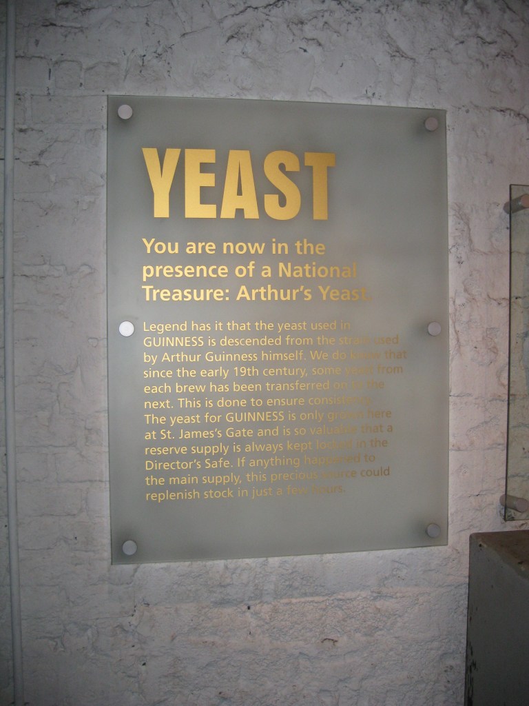 Yeast - 3/4 (main) ingredients used to make Guinness