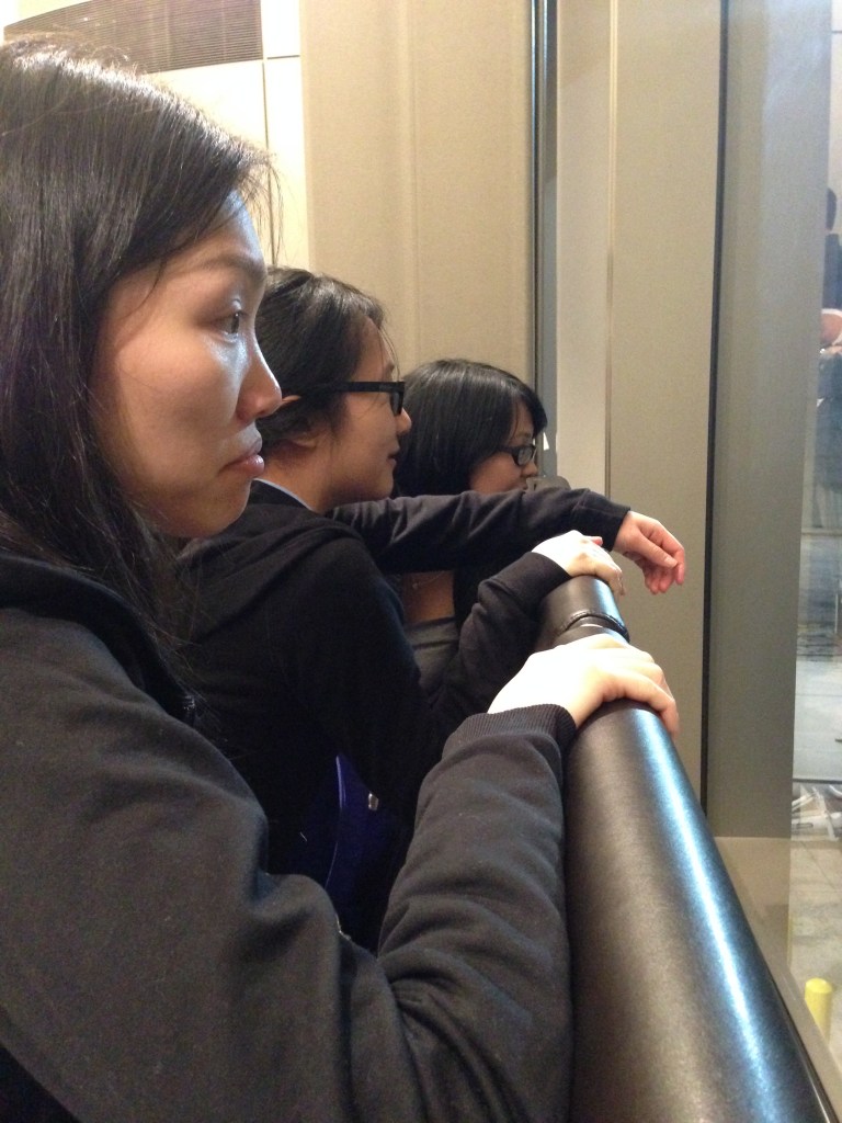 My friends waiting patiently (or not so patiently) for our connecting flight