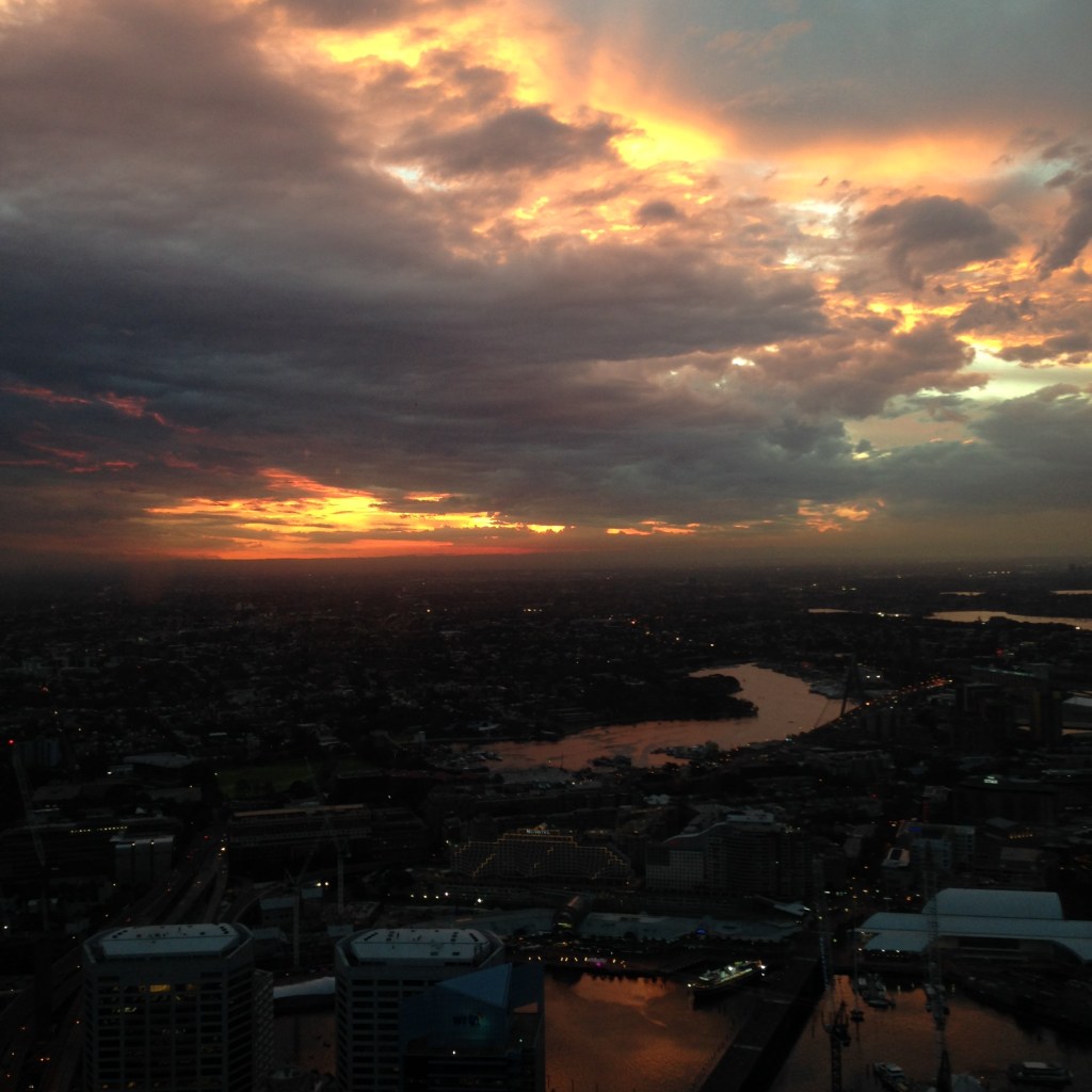 Sunset as seen from the Sydney Tower Eye observation deck